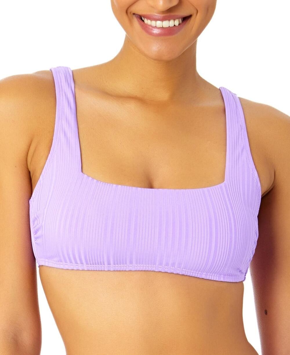 Salt & Cove Juniors' Ribbed Square-Neck Bikini Top Purple Size M NWT